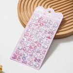 sticker adhésif kawaii animaux coeurs étoiles pastel multicolore transparent reflets