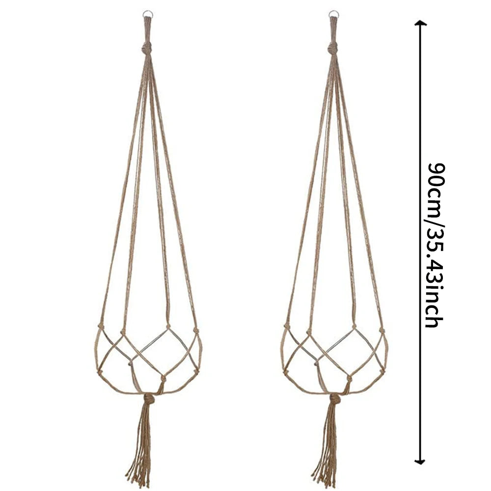 support plante suspendue macramé boho pots colorés decoration murale jardinière