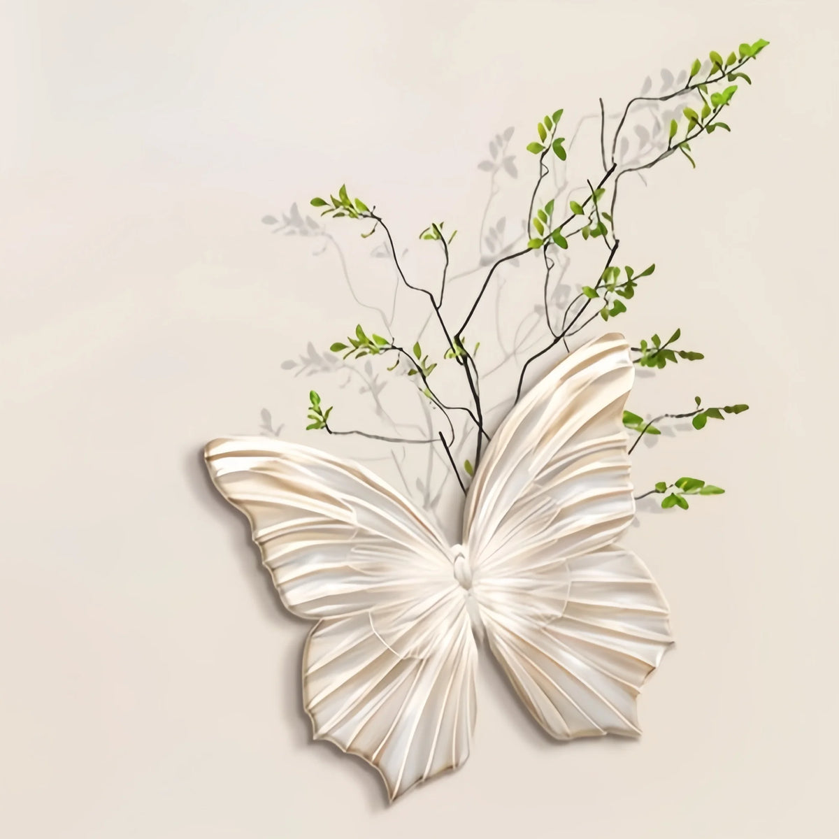applique murale moderne papillon blanc feuilles vertes éclairage led chambre salon déco nordique