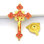 croix murale artisanale or rouge bleu décorative religieuse maison chambre prière fleurs solaires