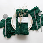 serviettes gaze coton bleu clair rayures fines élégantes mariage table décoration rustic farmhouse