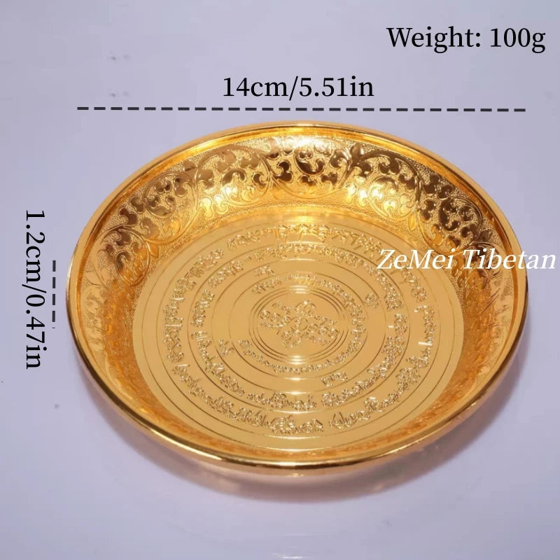 assiettes decoratives ornementales emailees motifs floraux geometriques opalescentes artisanat traditionnel bouddhiste
