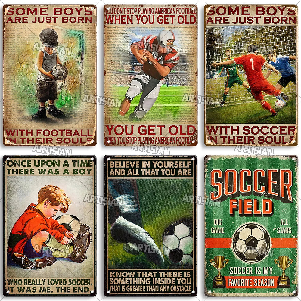 Décoration murale rétro football pour garage