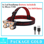 lampe frontale led rechargeable usb camping pêche chasse haute luminosité noir orange rouge