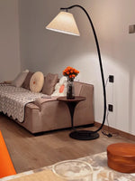 lampe sol moderne bois fer noir beige conique opaques led vde