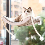 hamac chats gris beige bleu tissu doux cordes ventouses balcon chambre moderne confortable