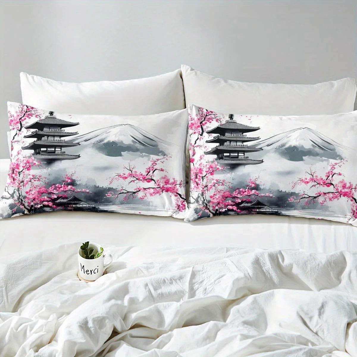 Housse de couette Montagne Fuji dans une chambre décorée style zen