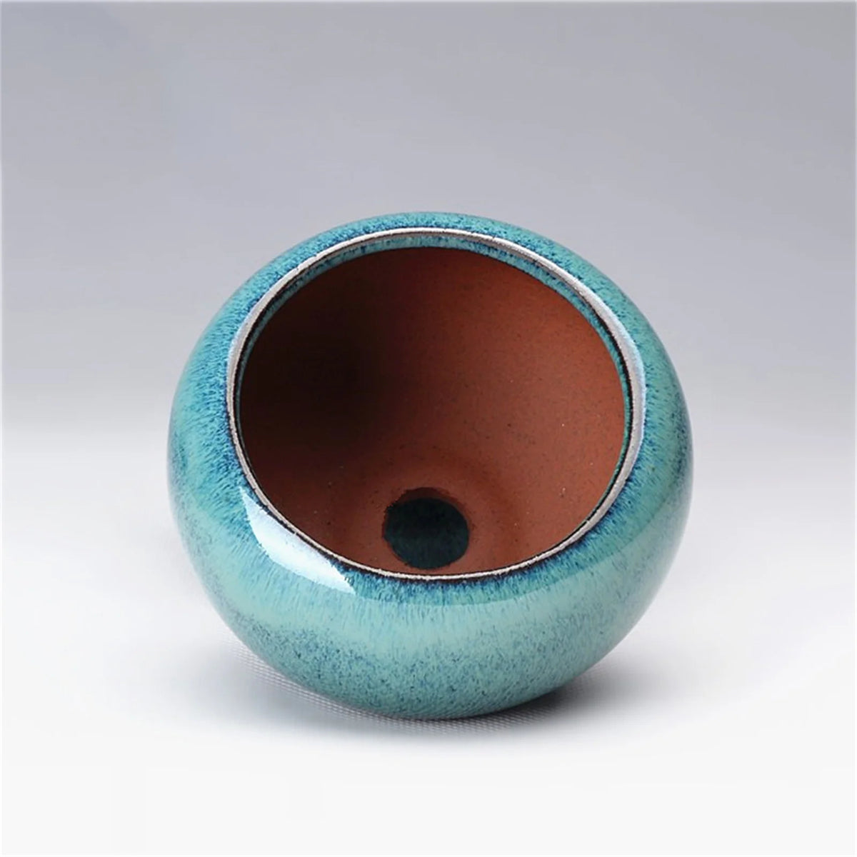 pots fleurs céramique bleu clair moderne succulentes décoration plante verte texture granuleuseintérieur brun