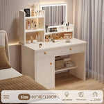 maquillage blanc moderne tabouret miroir led boites rangement texture bois