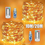 guirlande lumineuse led usb fil cuivre blanc chaud moderne étanche 10m 20m