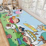 tapis dessin animé personnages anti dérapant polyester imperméable moderne vert clair bleu blanc rose