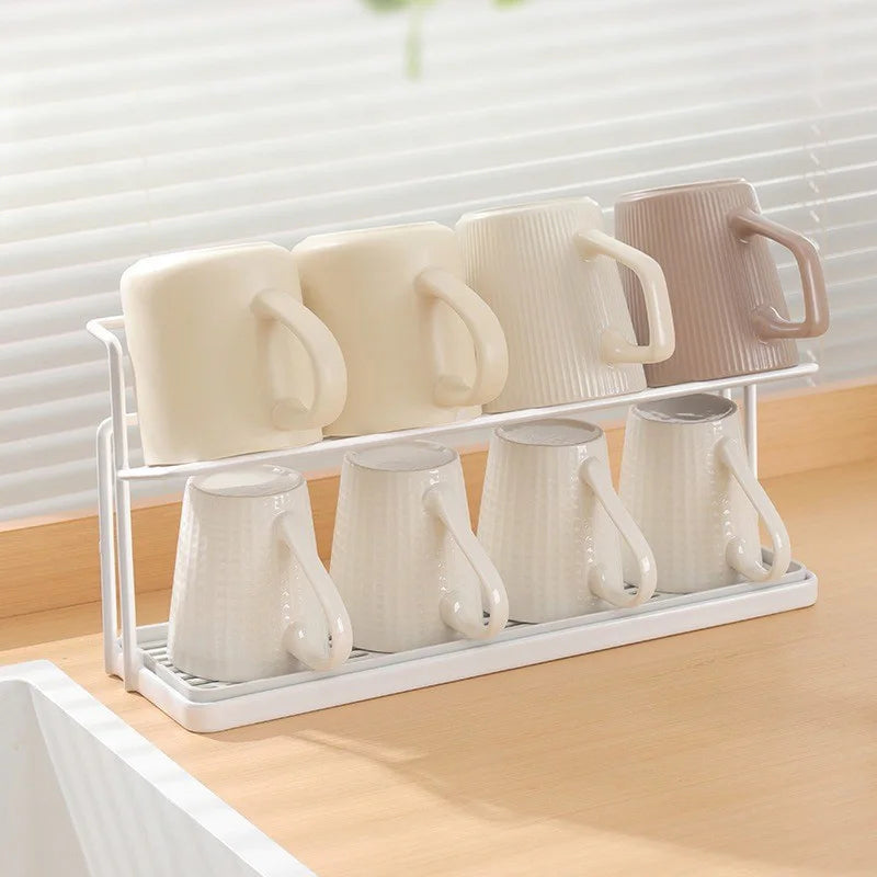 support tasses bouteilles acier blanc gris vert bleu marron moderne minimaliste perforé multifonction
