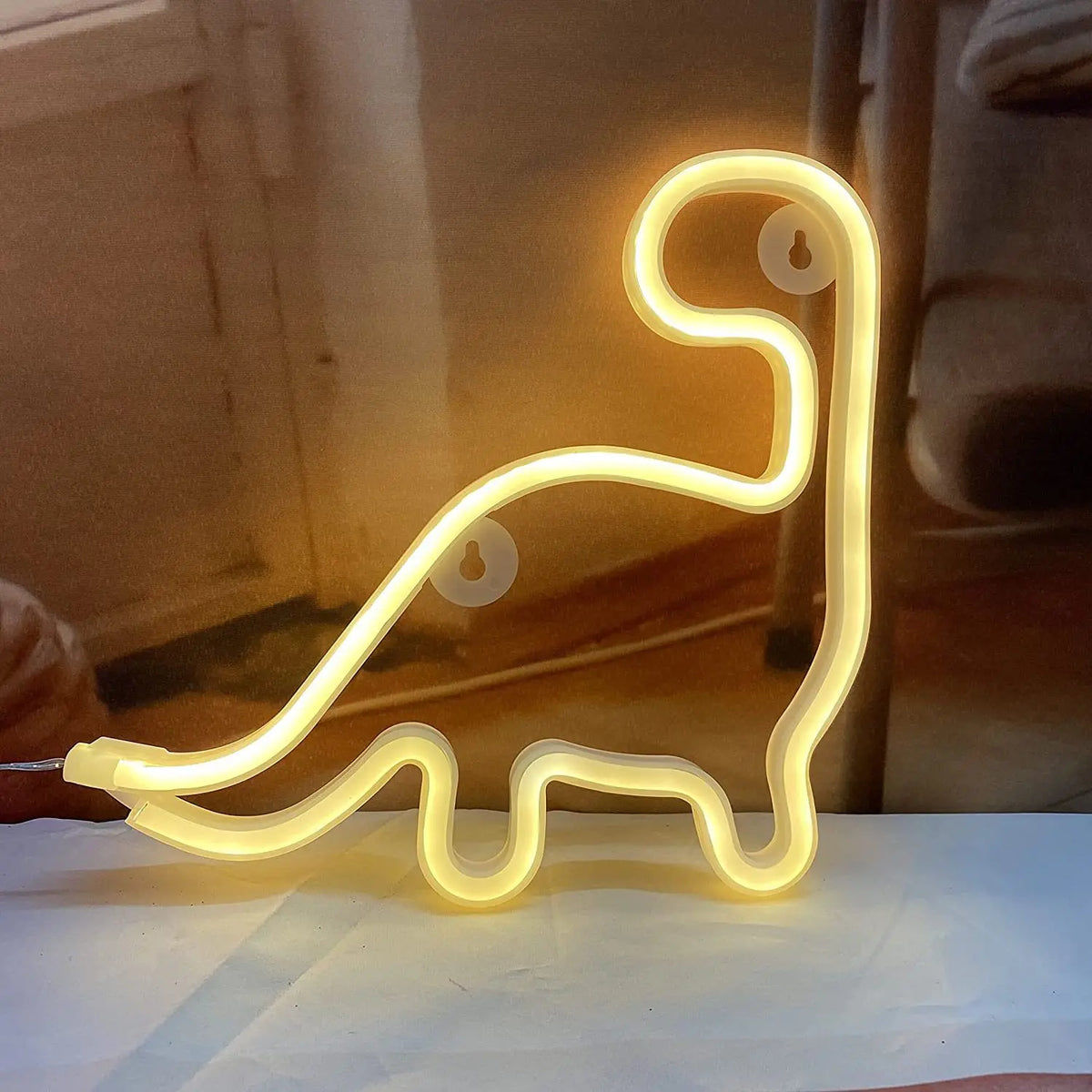 lampe néon dinosaure vert moderne décoration vacances chambre adulte enfants led festive