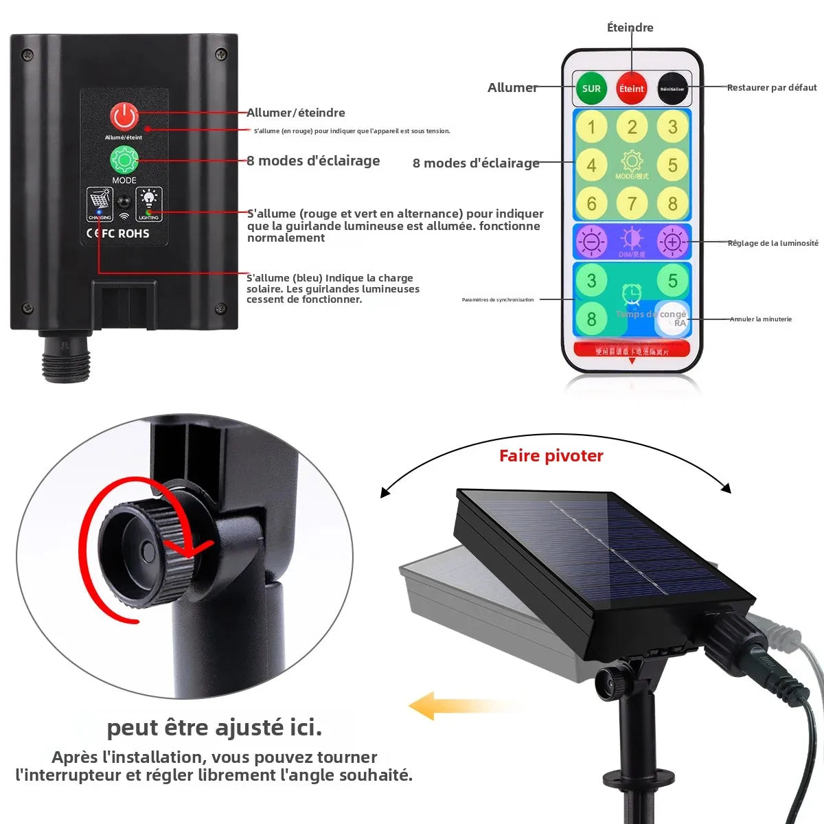 guirlande lumineuse multicolore noël modernes 1000 led solaire extérieure jardin blanc chaud