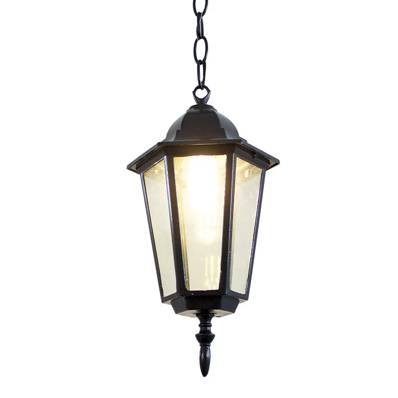 lanterne suspendue classique transparente bronze noir ampoule chaîne métallique salon chambre hall vintage