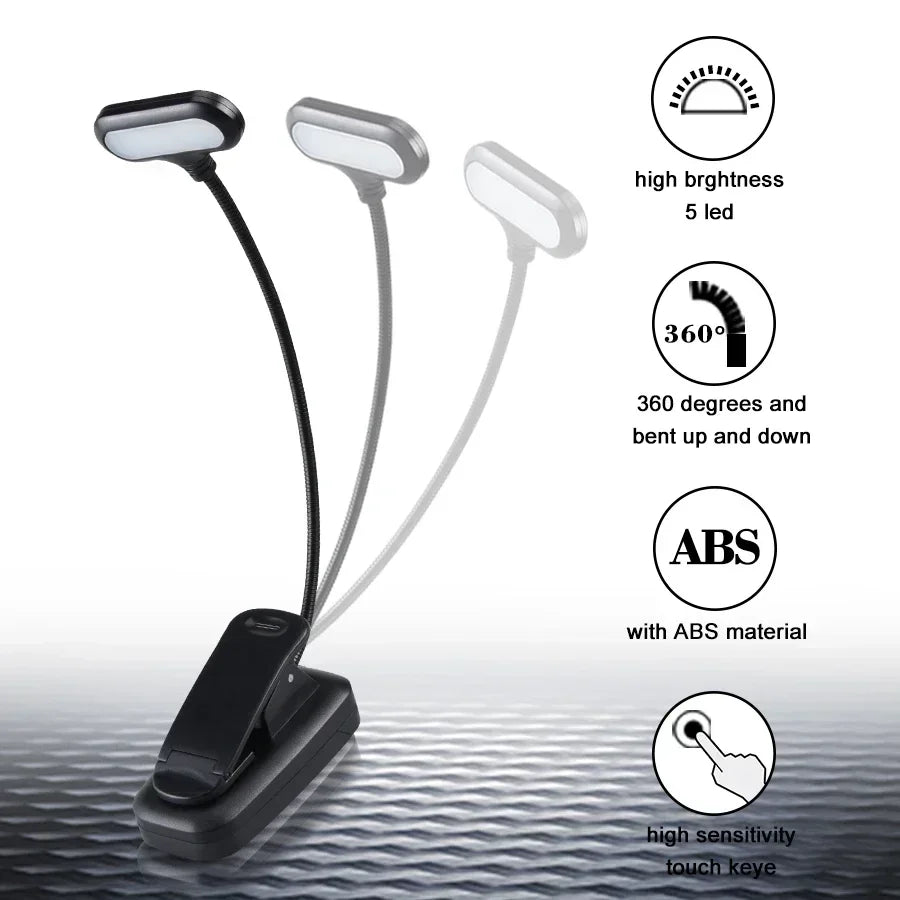 lampe lecture portable led rechargeable pinces ajustables moderne étude bibliothèque veilleuse sans fil table