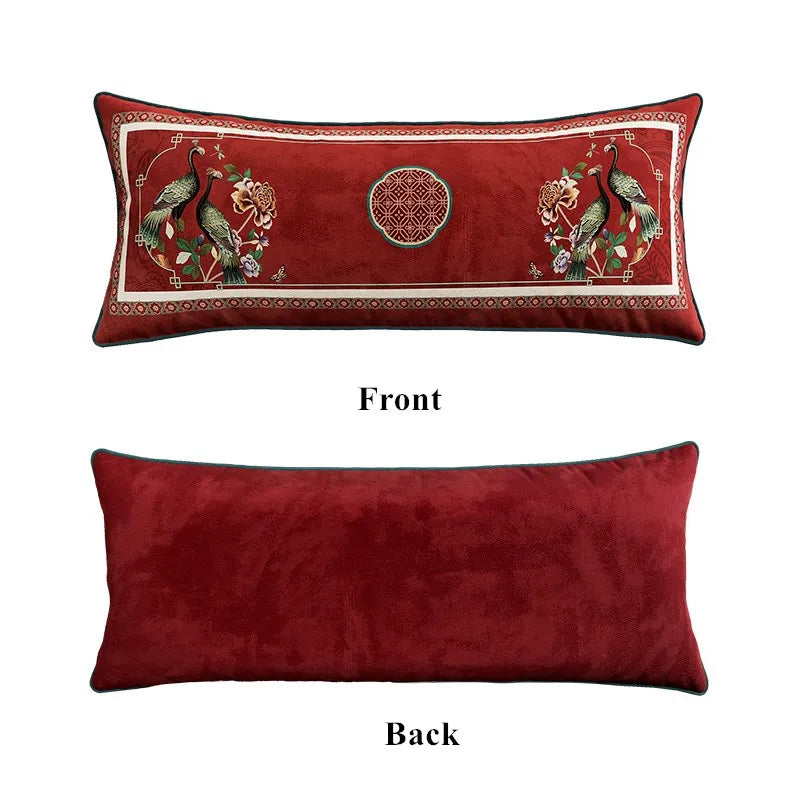 coussin carré velours floral oiseau vert beige traditionnel décor maison lit sofa nouvelle collection