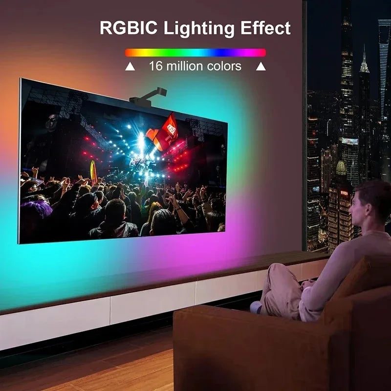 ruban led multicolore moderne clips télécommande adaptateur usb led tv ambilightRGBOptimal