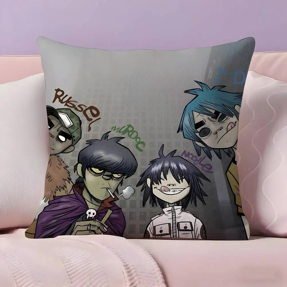 taies d'oreiller dessin animé gorillaz multicolore ultra douces polyester modernes maison hospitalière confortables motifs