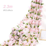 guirlande fleurs artificielles cerises mariage décoration romantique intérieur rose blanc
