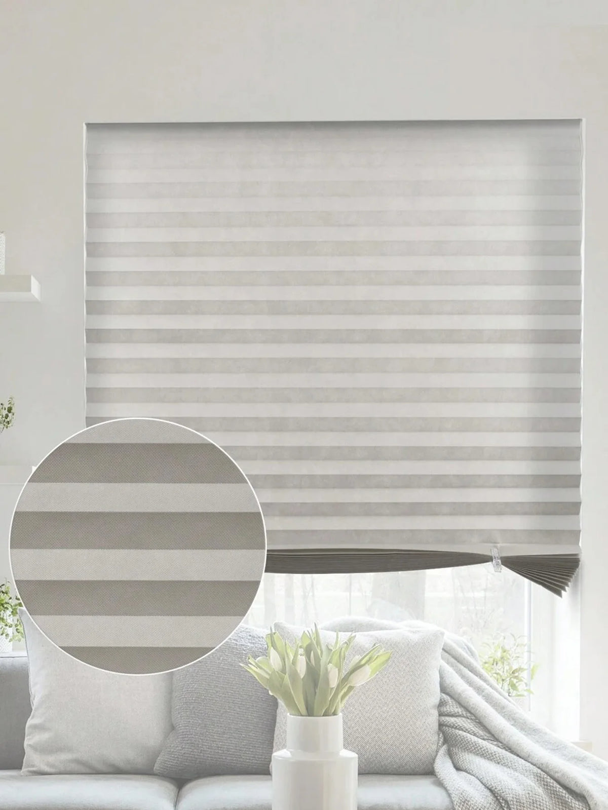 rideau occultant gris plissé adhésif semi transparent moderneintérieur