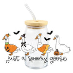 tasse verre couvercle bois ballons animaux fleurs halloween goess spooky transparent unique
