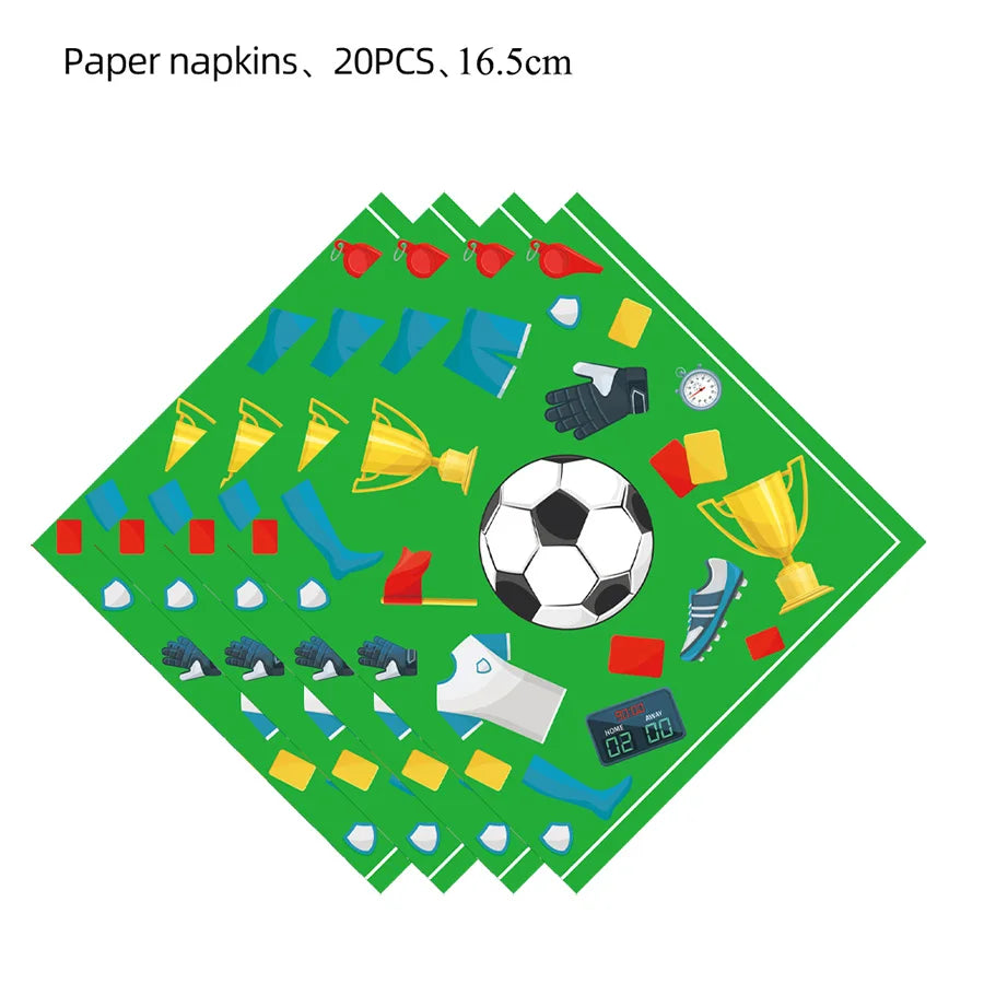 assiettes papier football motifs drapeaux ballons tablecloth serviettes napkins événements festifs anniversaires noël