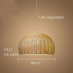Suspension lumineuse rotin naturel moderne salon chambre rustique led pendentif chaîne métallique