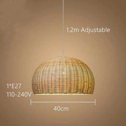 Suspension lumineuse rotin naturel moderne salon chambre rustique led pendentif chaîne métallique
