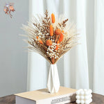 bouquet fleurs séchées boho orange beige fluffy décoration maison anniversaire baby shower événement