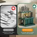 support cuisine moderne vert rayures couteaux fourchettes cuillères scies baguettes organiser gain place
