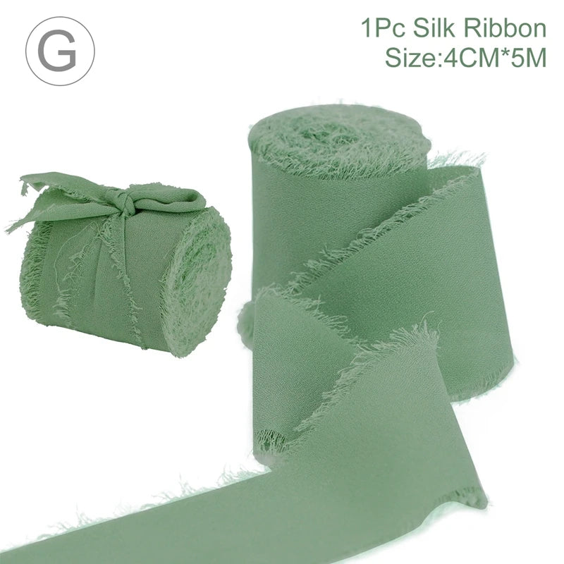 ruban satin franges élégant 4cm 5m décoration mariage cadeau fête bleu rose blanc vert