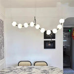suspension lumineuse moderne boules sphériques blanc doré opaques chaînes
