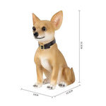 statue chihuahua résine animaux compagnie patio jardin extérieur lumières led lanterne transparente collier boucle