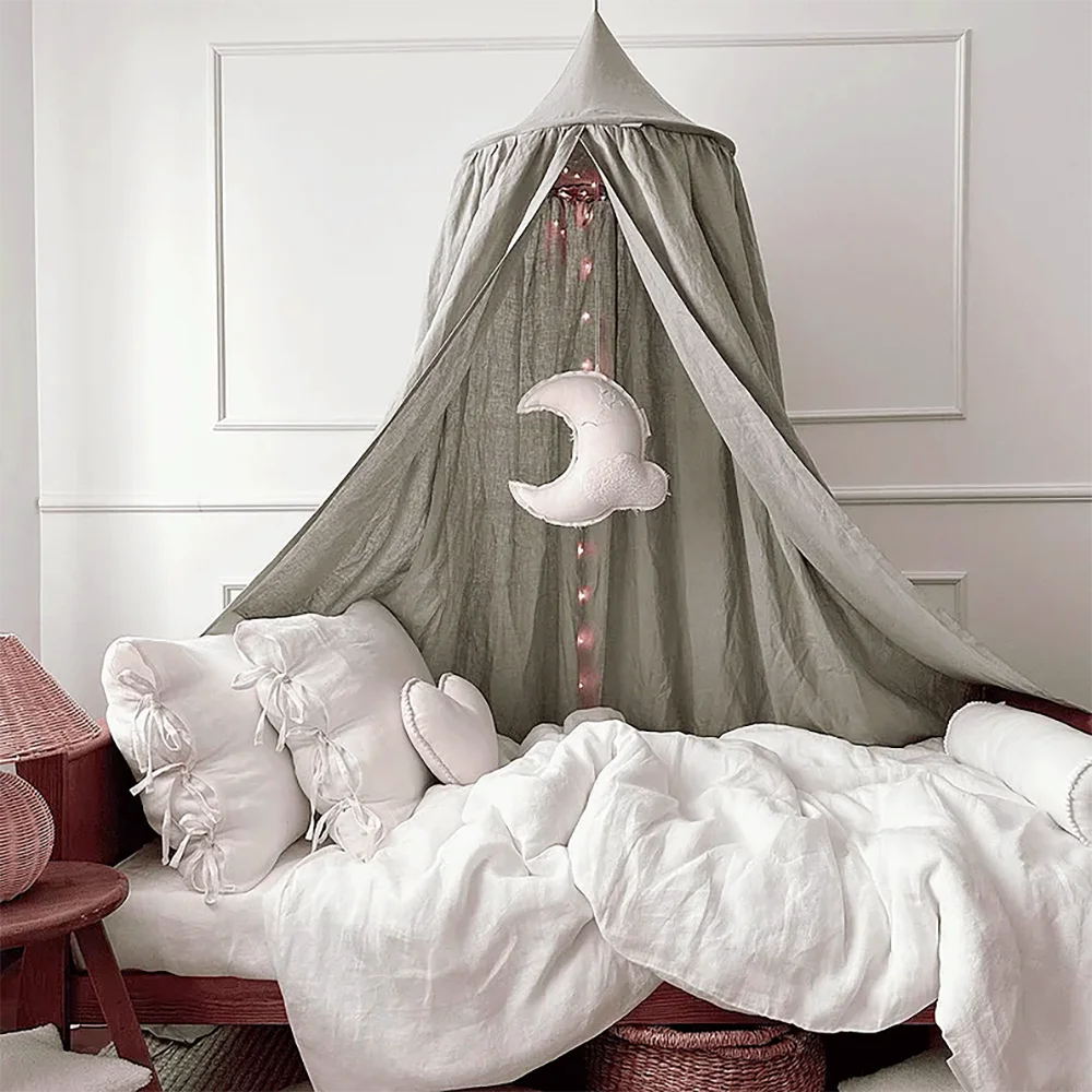 tente lit bébé bohème coton lin rose rouille beige gris blanc