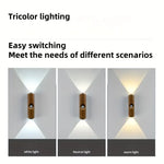 lampe murale rechargeable led détecteur mouvement réglable moderne clips marron clair aspect bois naturel