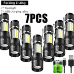 lampe torche noire rechargeable zoomable lumières led modes strobe campingurgence