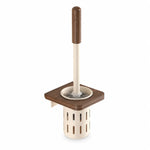 brosse wc bois marron clair support mural blanc moderne rangement ventilé minimaliste