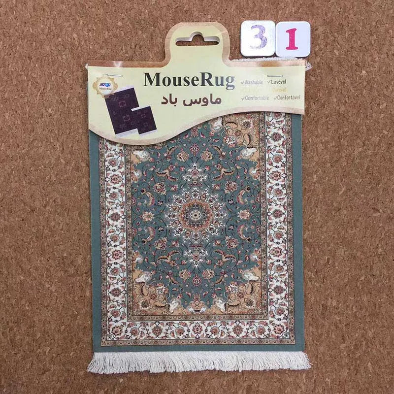 tapis souris non glissant ornements floraux rouge bleu beige dense traditionnel