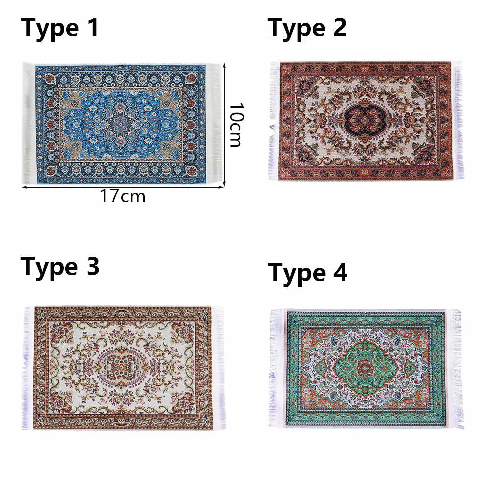 tapis rectangulaire traditionnel motif floral bordure frisée adhésif opacité rétro textiles vintage