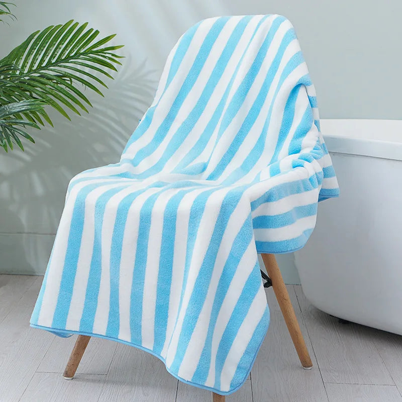serviette bain rayée turquoises rapide séchage moderne large turquoise blanche bleu clair violet verte