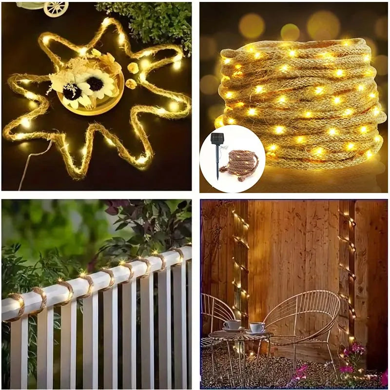 guirlande lumineuse solaire led blanc chaud moderne étanche patioextérieur camping decoration