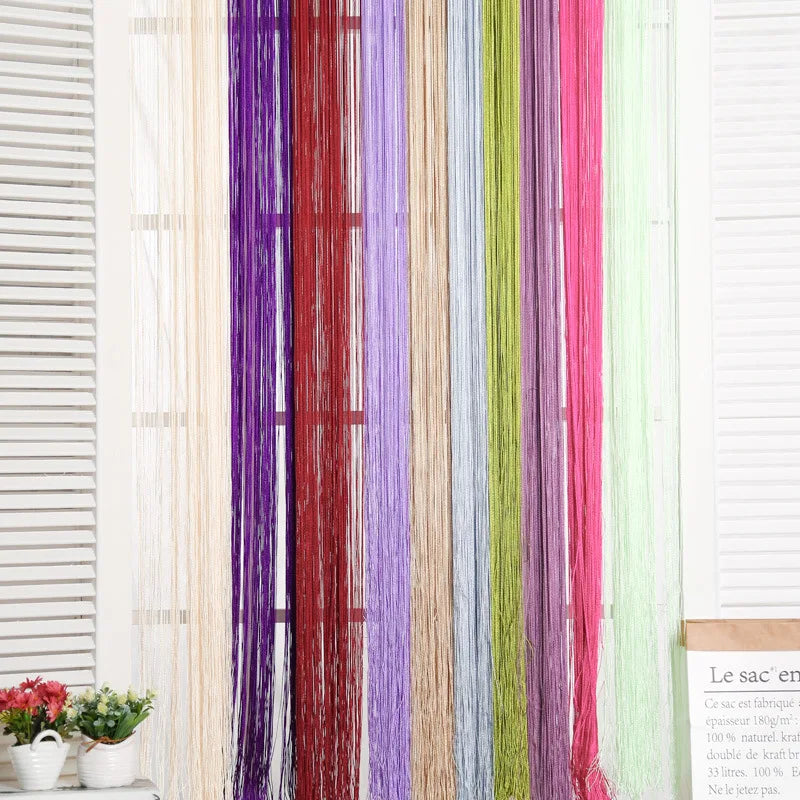 rideaux modernes semi transparents franges violet rouge orange vert jaune rose bleu beige