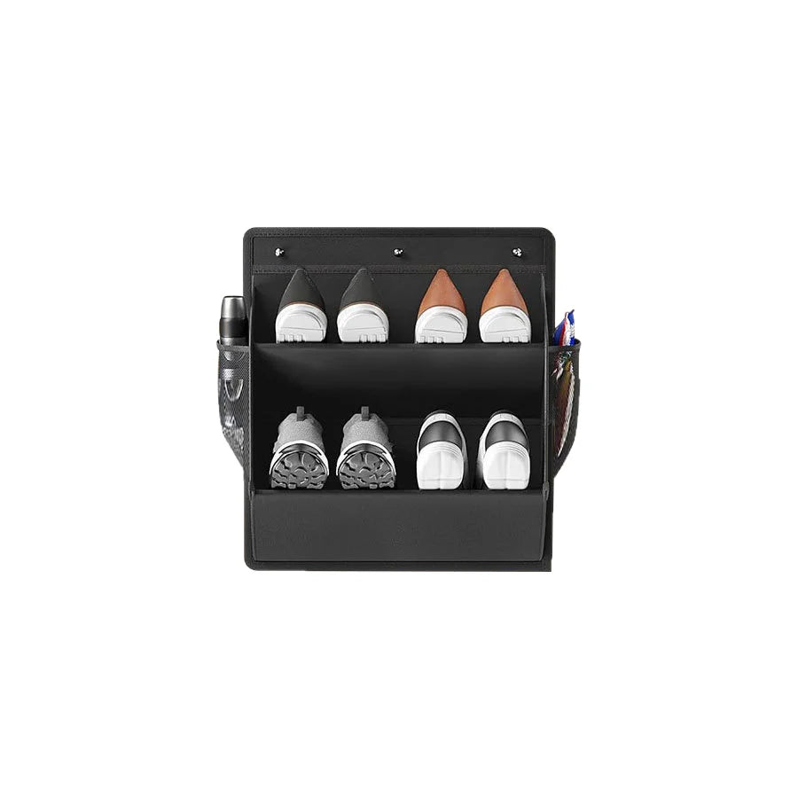organisateur mural noir tissu uni moderne adhésif compartiments chaussures vêtements accessoires