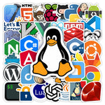 stickers technologie logos python docker linux node js cartoonesques adhésifs adultes adolescents