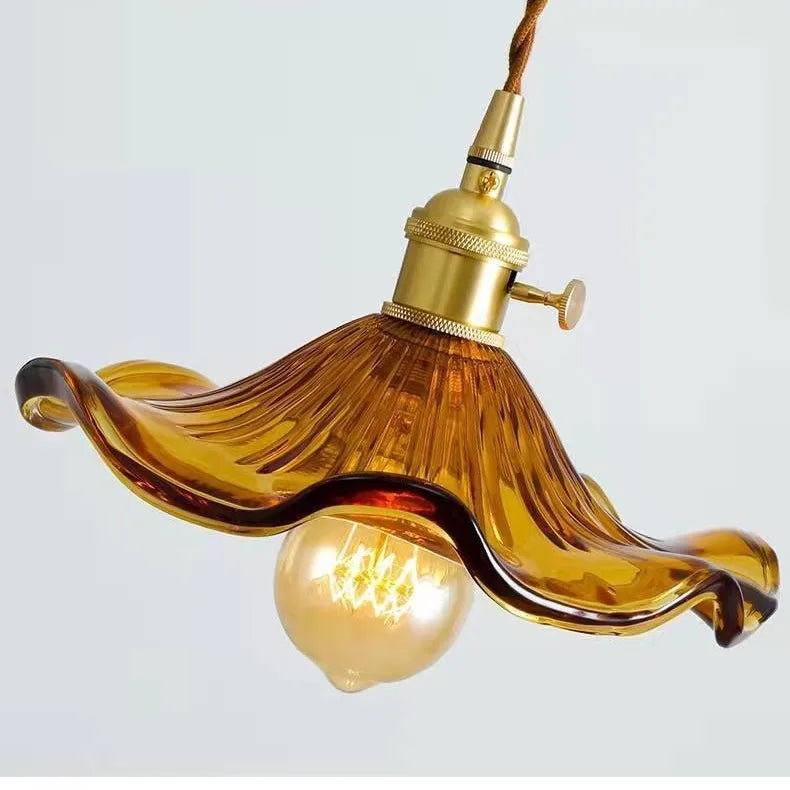 pendant lumiere suspendue vintage fil blanc laiteux vert marron ambré