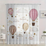 rideau transparent rose nuages étoiles dorées moderne enfant polyester fenêtre