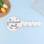 porte clés mural moderne motif bienvenue accrochage couleurs noir blanc texture bois