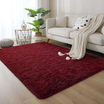 tapis rouge bordeaux doux moderne salon chambre décoration antidérapant polyester simple large