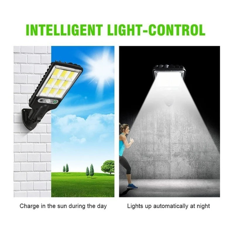 lampe solaire rue noire ip65 led moderne capteur mouvement télécommande fixée mur autonomes